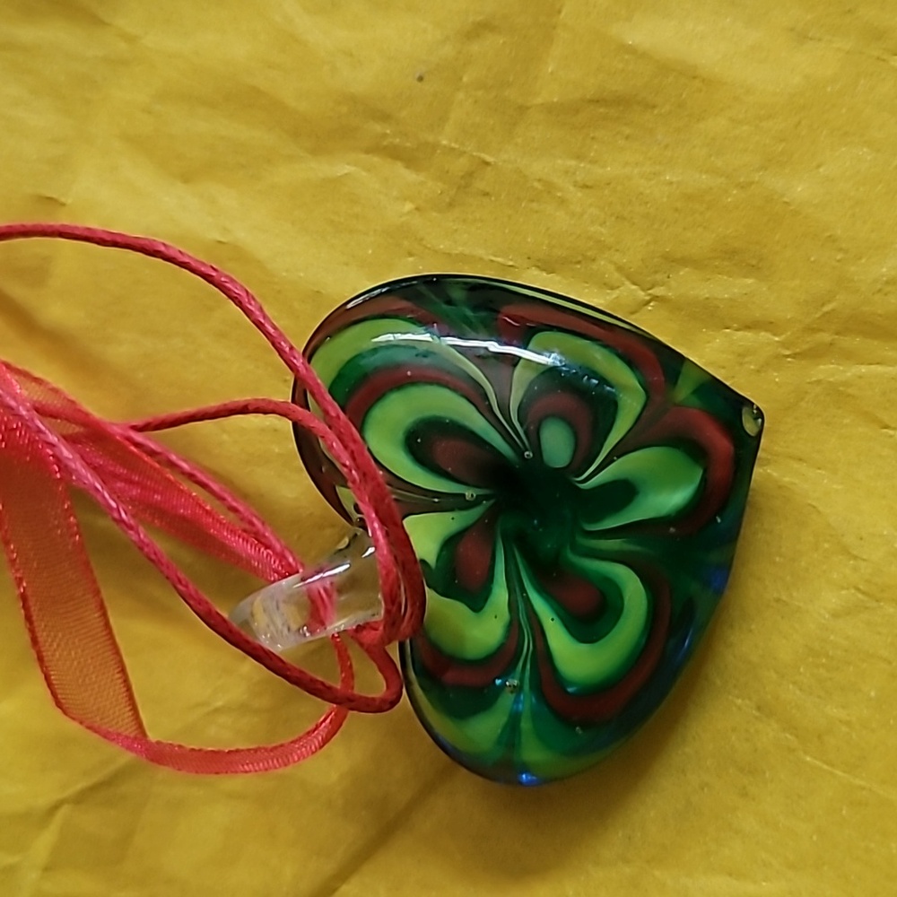 Flower heart greens red blues